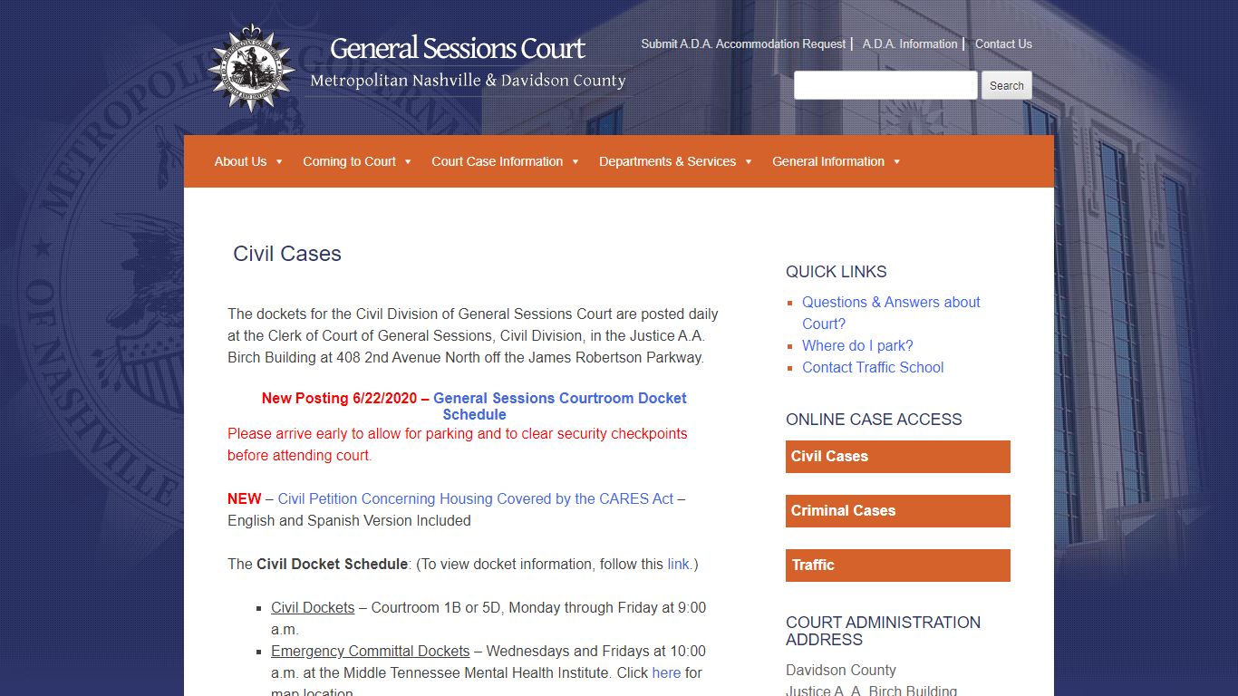 Civil Cases | General Sessions Court of Metropolitan ...